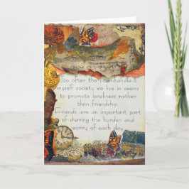 フレンズ蝶の花ミックスメディアコラージュ カード