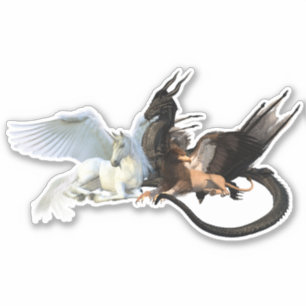 フレンズ飛んでいるドラゴングリフィンユニコーンペガサス シール
