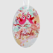 フレンズ2羽かわいい鳥オンア枝カスタム オーナメント (正面)