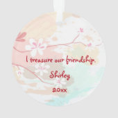 フレンズ2羽かわいい鳥オンア枝カスタム オーナメント (裏面)