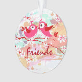 フレンズ2羽かわいい鳥オンア枝カスタム オーナメント (正面)