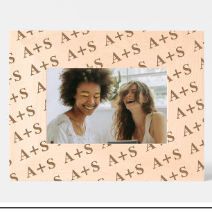 フレンズMonogramパターン彫刻木枠 レーザー彫刻フレーム