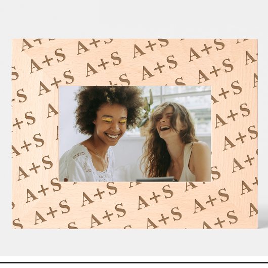 フレンズMonogramパターン彫刻木枠 レーザー彫刻フレーム