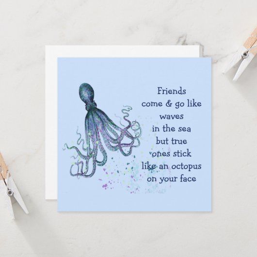 フレンズOctopusオンあなたの顔おもしろい友情引用文 カード (正面/裏面インサイチュ)