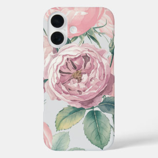 フレンチウォーターカラー 薔薇柄 iPhoneケース iPhone 16ケース
