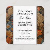 フレンチウフランスのブルドッグヴィンテージフローラ スクエア名刺 (正面)