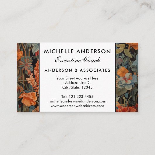 フレンチウフランスのブルドッグヴィンテージフローラ 名刺 (正面)