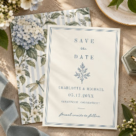 フレンチカントリーの結婚式 アジサイ トンボ セーブザデート