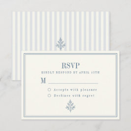 フレンチカントリーウェディングダスティブルーストライプRSVP 出欠カード