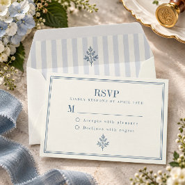 フレンチカントリーウェディング ダスティブルーストライプRSVP 出欠カード