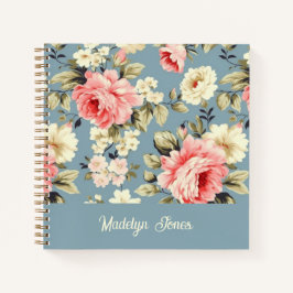 フレンチカントリースタイル コテージガーデンの花 カスタムネーム ノートブック
