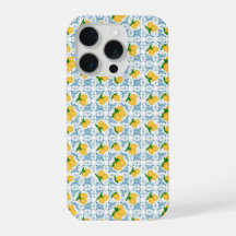 フレンチカントリー レモン ブルー タイル柄