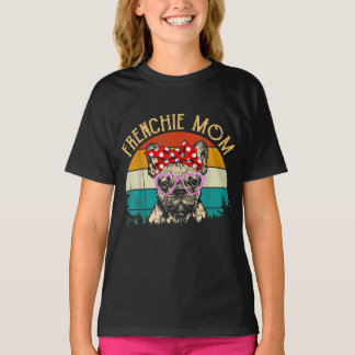 フレンチキマママギフトヴィンテージレトロスタイルブルドッグ Tシャツ
