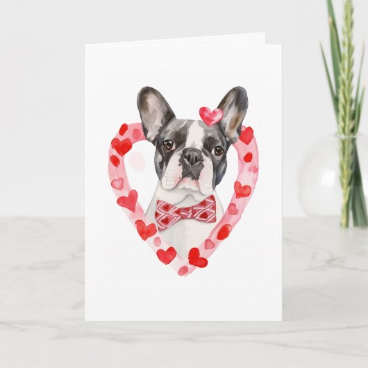 フレンチキマムヴァレンティーンズデイドッグラブかわいらしハート シーズンカード (正面)