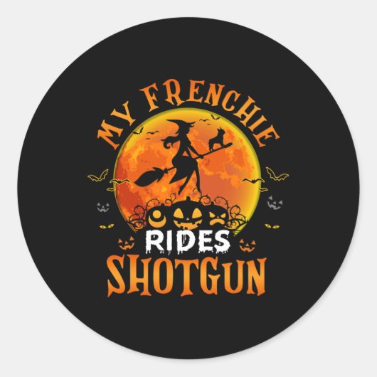 フレンチキライドshotgunブルフランスのドッグ恋人ハロー ラウンドシール (正面)