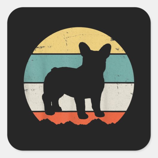 フレンチギフト |ヴィンテージフランスのブルドッグギフト スクエアシール (正面)