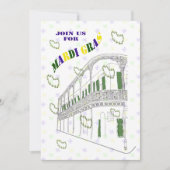 フレンチクォーターのバルコニーの謝肉祭のパーティー 招待状 (正面)