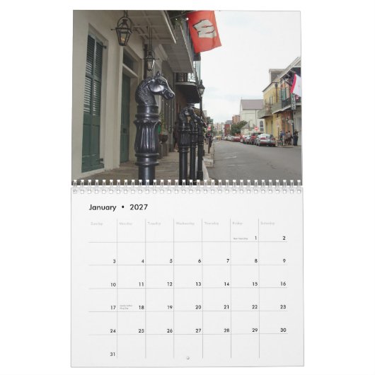 フレンチクォーター- 2010カレンダーの旅行 カレンダー (1月 2027)