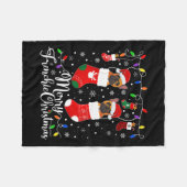 フレンチクリスマスブフランスのルドッグクリスマスパーティー1 フリースブランケット (正面(横))