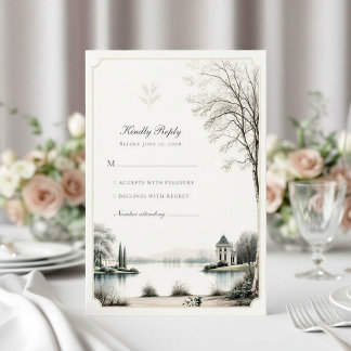 フレンチシャトーシークレットガーデン結婚式返信カード 出欠カード