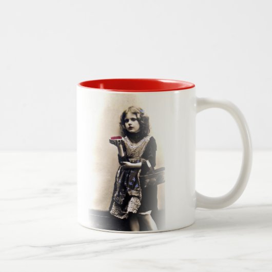 フレンチトーストの花型女性歌手のコーヒー・マグ ツートーンマグカップ (右)