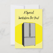 フレンチドア冷蔵庫の漫画イラスト 招待状 (裏面)