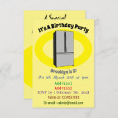 フレンチドア冷蔵庫の漫画イラスト 招待状 (正面/裏面)