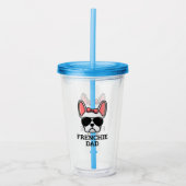 フレンチドッグパパホワイトブルフランスのドッグ アクリルタンブラー (正面)