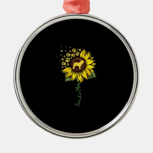 フレンチヒマワリフランスのマブルドッグ恋人ギフト メタルオーナメント (正面)