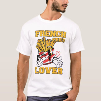 フレンチフライ愛好家 メンズ ホワイト Tシャツ