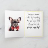 フレンチフランスのブルドッグ子犬誕生日名 カード (内部)