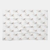 フレンチフランスのー・ブルドッグ（ホワイトペッド） キッチンタオル (横)