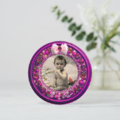 フレンチフルーツピンクリボンベビーガールシャワー 招待状 (スタンド正面)