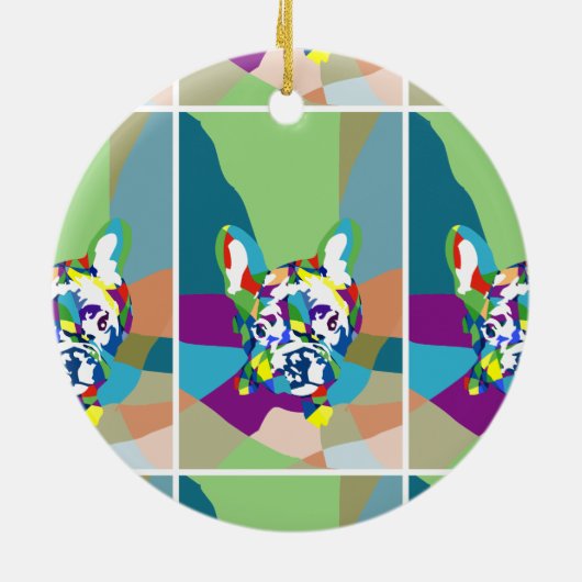 フレンチブルドッグが座っている セラミックオーナメント (裏面)