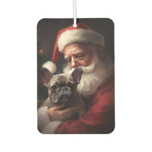 フレンチブルドッグとサンタクロースのクリスマス カーエアーフレッシュナー