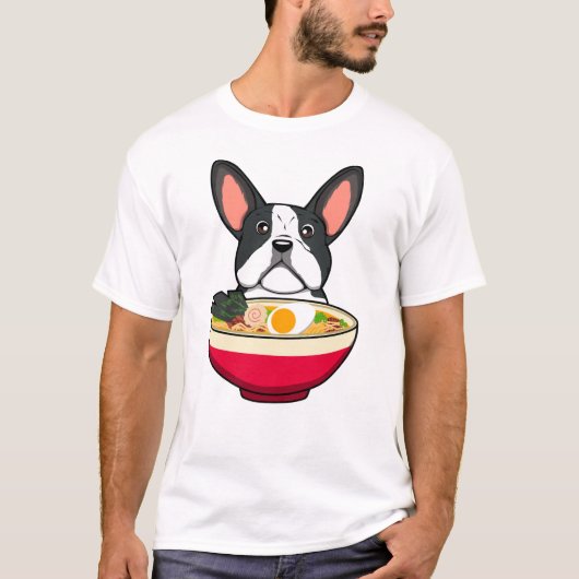 フレンチブルドッグとラーメン Tシャツ (正面)