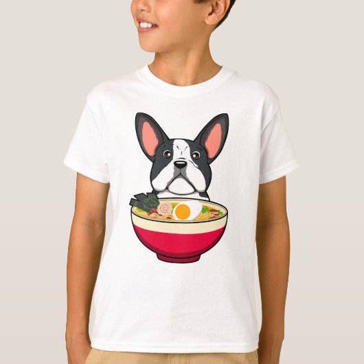 フレンチブルドッグとラーメン Tシャツ (正面)