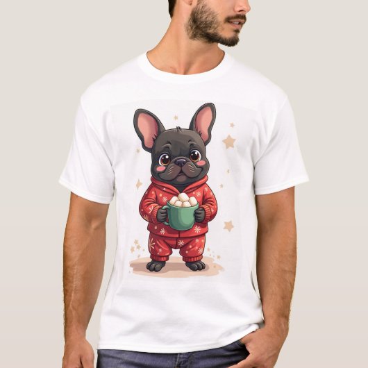 フレンチブルドッグのあったかココア Tシャツ (正面)