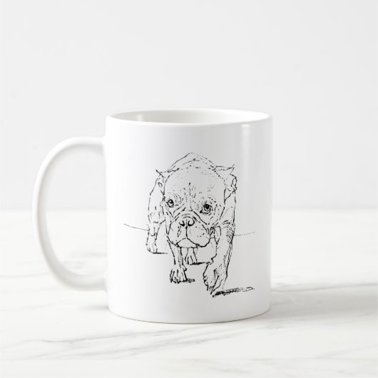 フレンチブルドッグのイラスト入りマグカップ  コーヒーマグカップ (左)