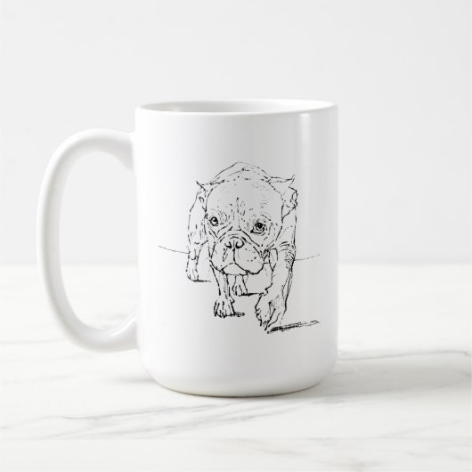 フレンチブルドッグのイラスト入りマグカップ コーヒーマグカップ (左)