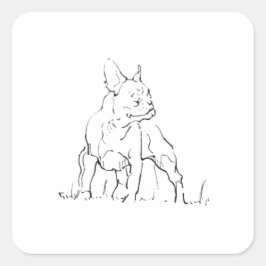 フレンチブルドッグのイラスト - ドッグママ スクエアシール