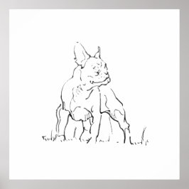 フレンチブルドッグのイラスト - ドッグママ ポスター