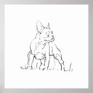 フレンチブルドッグのイラスト - ドッグママ ポスター