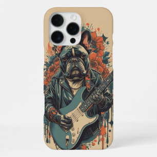 フレンチブルドッグのギタリスト ロックミュージックファン iPhone 16 PRO MAXケース