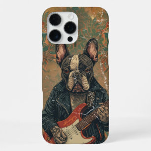 フレンチブルドッグのギタリスト ロックミュージック ラバー iPhone 16 PRO MAXケース