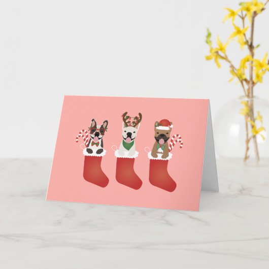 フレンチブルドッグのクリスマスありがとう カード (黄色い花)