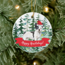 フレンチブルドッグのクリスマスオーナメント Happy Howlidays