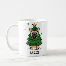 フレンチブルドッグのクリスマスツリー オーダーメイド 名入れ コーヒーマグカップ