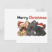 フレンチブルドッグのクリスマス動物かわいい犬たち 招待状 (正面/裏面)