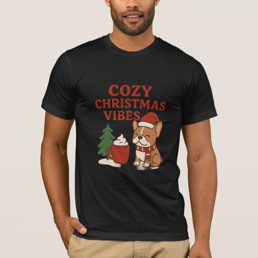 フレンチブルドッグのクリスマス Tシャツ (正面)